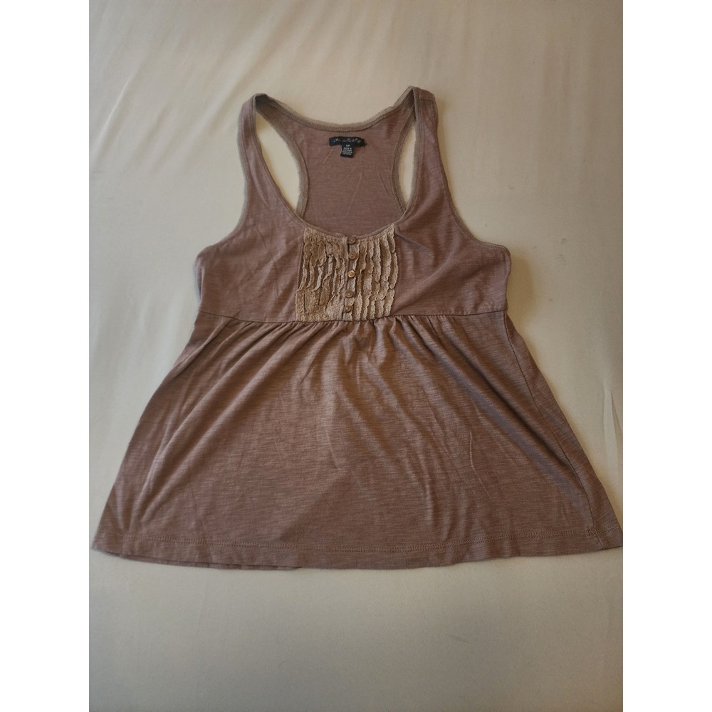 American Eagle Outfitters Brown‎ Ruffle Front Tank Top Women's Size S